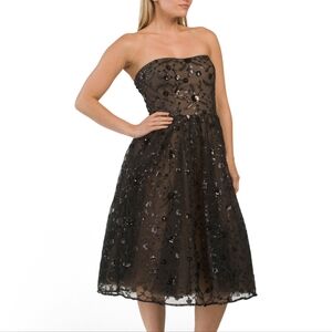 New NWT Dress the Population Women's Size XS Elisa Black Strapless Sequin Dress